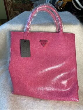 GUESS Hot Pink Patent Tote Bag with Top Handles